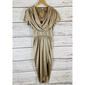 Diamonds Run Dress Womens Champagne Gold Color Short Cocktail Polka Dot Vintage